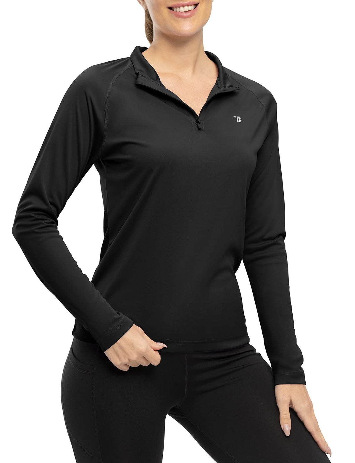 Rdruko Women's Hiking Shirts Quick Dry Lightweight Long Sleeve SPF 50+ UV Protection Athletic Shirts(Black, US XXL)