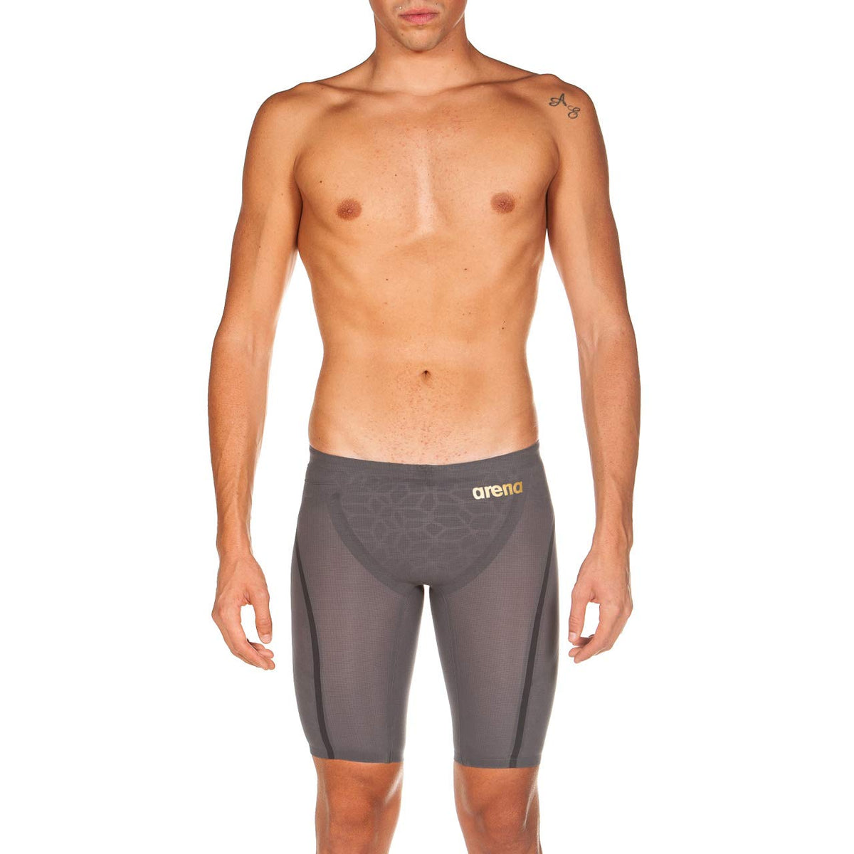 ARENA Powerskin Carbon Ultra Men's Jammers Racing Swimsuit, Dark Grey/Dark Grey/Gold, 22