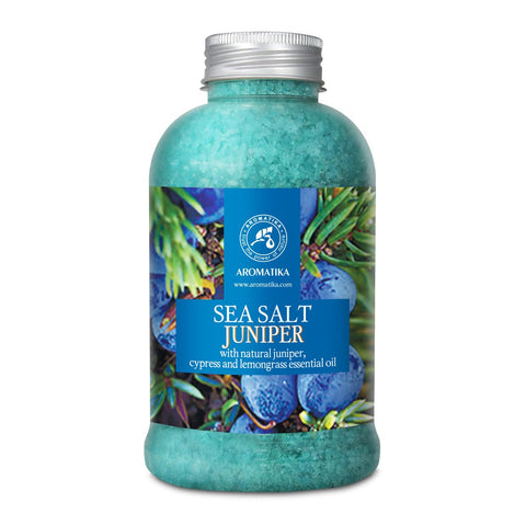 Sea Salt Juniper w/Natural Juniper 600g - Cypress - Lemongrass Essential Oils - Bath Sea Salts - Best for Bath - Good Sleep - Relaxing - Body Care - Beauty