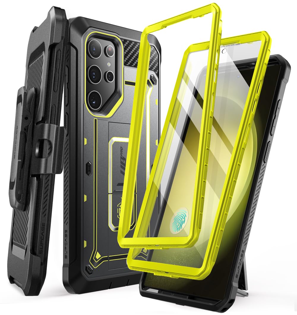 SUPCASE Unicorn Beetle Pro for Samsung Galaxy S24 Ultra Case with Stand, [2 Front Frame] 360 Full-Body Shockproof Belt-Clip & Kickstand Case with Screen Protector Phone Case for S24 Ultra, Bumble