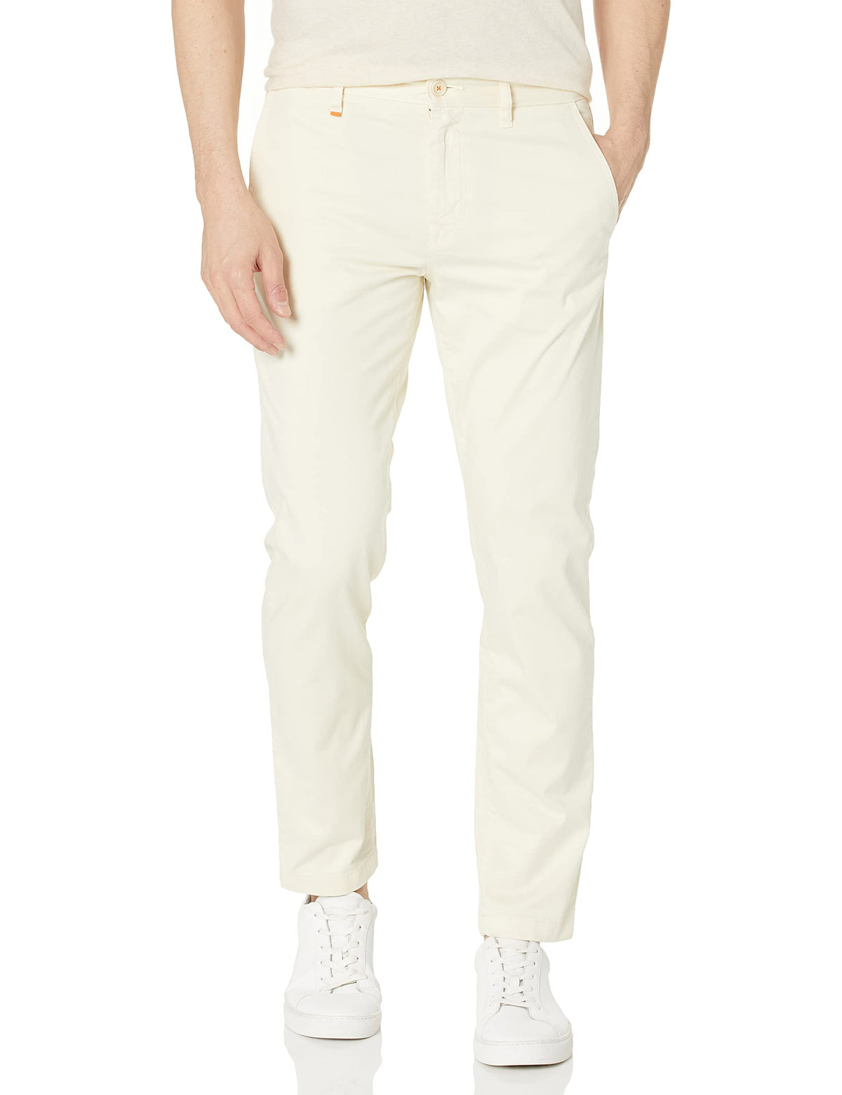 BOSS Mens Tapered Fit Cotton Blend Trousers Casual Pants, Light Sand, 34 US