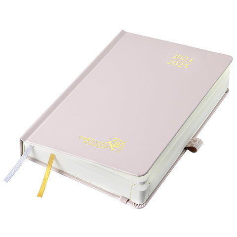 POPRUN 2024-2025 Daily Planner One Page Per Day - Academic Year Diary (July 2024 - June 2025) Hourly Appointment Book with Pocket, Note & Contact Pages, Hardcover, 5.5" x 8.5" - Light Pink