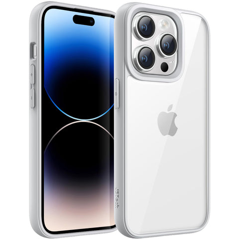 JETech Case for iPhone 14 Pro Max 6.7-Inch, Shockproof Phone Bumper Cover, Solid Color Matte TPU Frame, Anti-Scratch Clear Back (Silver)