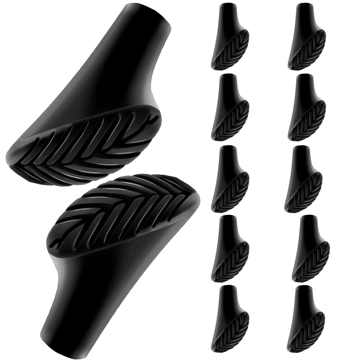Herreicher 12 Pieces / 6 Pairs - Asphalt Rubber Pads for All Nordic Walking Poles, Trekking Poles 10 mm