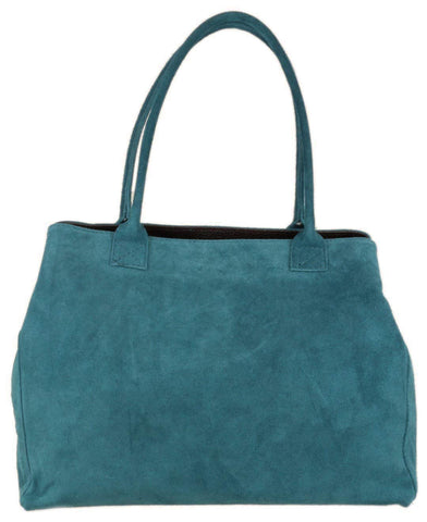 Girly Handbags Womens Expandable Italian Suede Leather Shoulder Bag (Dark Teal)