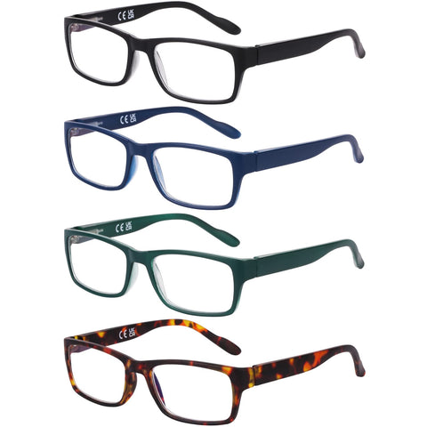 DOOViC Reading Glasses 1.25 Blue Light Blocking Computer Readers for Men Women, Anti UV/Glare/Fatigue 4 Pack