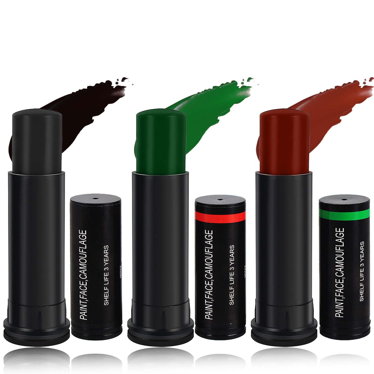 Eye Black Baseball Stick,Eyeblack Stick for Sports Sweatproof Waterproof Black Face Body Paint Stick,Easy to Color Clown Black Sticks Face Makeup Eye Black Football/Baseball/Softball (Black Brown Green)