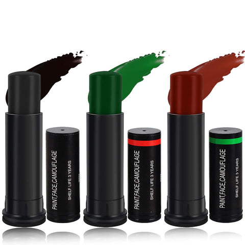 Eye Black Baseball Stick,Eyeblack Stick for Sports Sweatproof Waterproof Black Face Body Paint Stick,Easy to Color Clown Black Sticks Face Makeup Eye Black Football/Baseball/Softball (Black Brown Green)