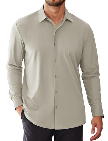 COOFANDY Mens Business Casual Shirt Long Sleeve Dress Shirts Stretch Solid Button Down Shirt