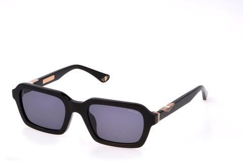 Police Men's Sport Rectangular Sunglasses, Shiny Black, 53