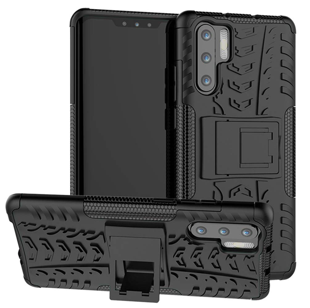 Yiakeng Huawei P30 Pro Case, P30 Pro Case, Double Layer Shockproof Slim Drop Full Body Protection With Kickstand For Huawei P30 Pro Phone Case (Black)