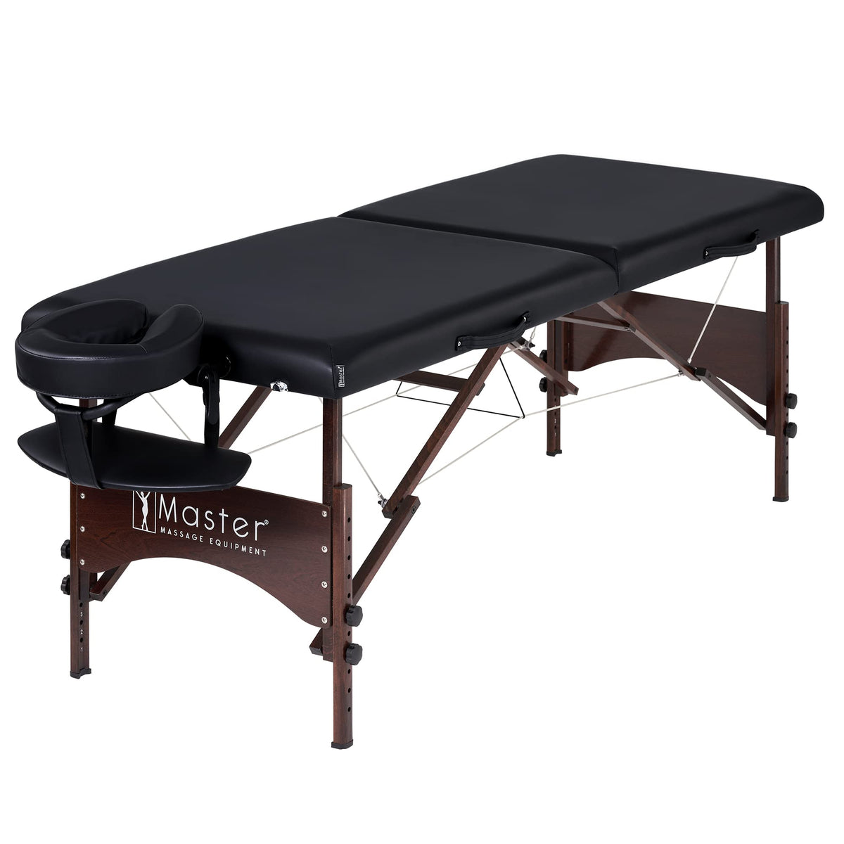 Master Massage 71 cm Argo Portable Massage Table in Black with Walnut Legs - Ideal for Spa Treatments, Tabletop Exercises, Beauty, Tattoo, and Lash Services(Black)