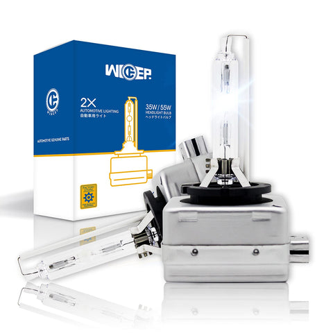 wideep D1S/D1R Xenon HID Headlight Bulbs, 35W 85V 6000K White Lighting, Car Headlight Lamp Replacement Bulb for High Low Beam, 2 Pcs