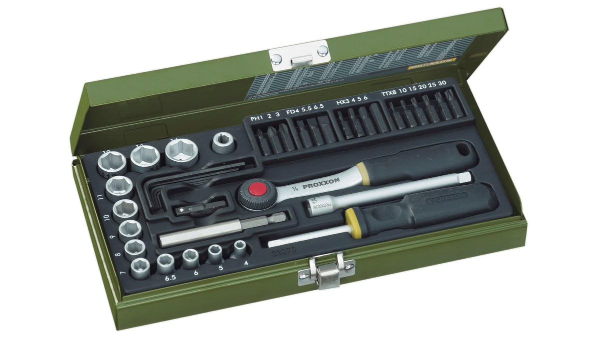 Proxxon 23070 38-Piece 1/4-Inch Drive Screwdriver/Socket Set with Magnetic Adapter