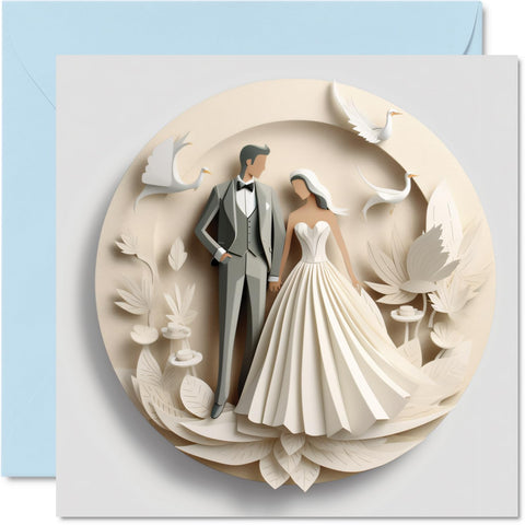 Wedding Cards for Couples (NOT 3D or Pop Up) - The Happy Couple - Congratulations Happy Engagement Gifts, Congrats Well Done Card, 5.7 x 5.7 Inch Marriage Greeting Cards for Couples Fiance Fiancee