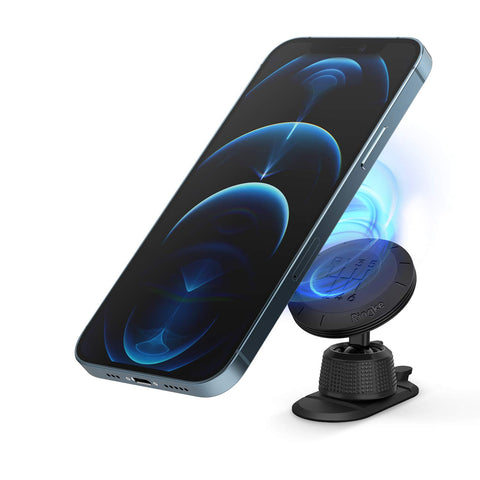 Ringke Gear Car Phone Holder [Black] 2 Metal Plates, Universal 360° Rotation Magnetic Dashboard Cradle Mount for All Vehicles, Smartphone, Mobile Phones, GPS