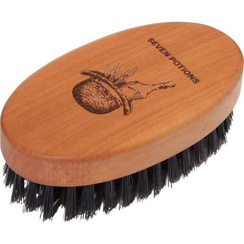 Seven Potions Boar Bristle Beard Brush For Men - Made of Pear Wood with 100% First-Cut Boar Hair - Firm Bristles To Tame and Soften Your Facial Hair
