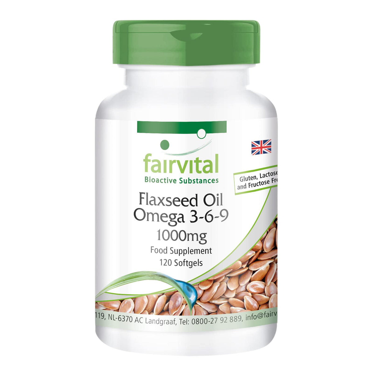 Fairvital | Flaxseed Oil Softgels - 120 Count - Omega 3 6 9 with High Strength Alpha Linolenic Acid (ALA) - Cold Pressed Supplement - Made in Germany