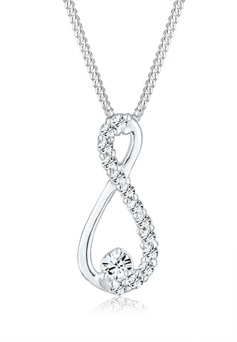 Elli Necklace Women infinity Pendant Precious with Crystals in 925 Sterling Silver