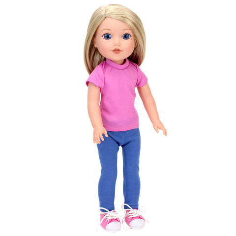 Sophia's Shoes Pack Set includes Dressy Black Faux Patent Leather Flats and Pink Canvas Sneakers with Laces for 14.5" Dolls