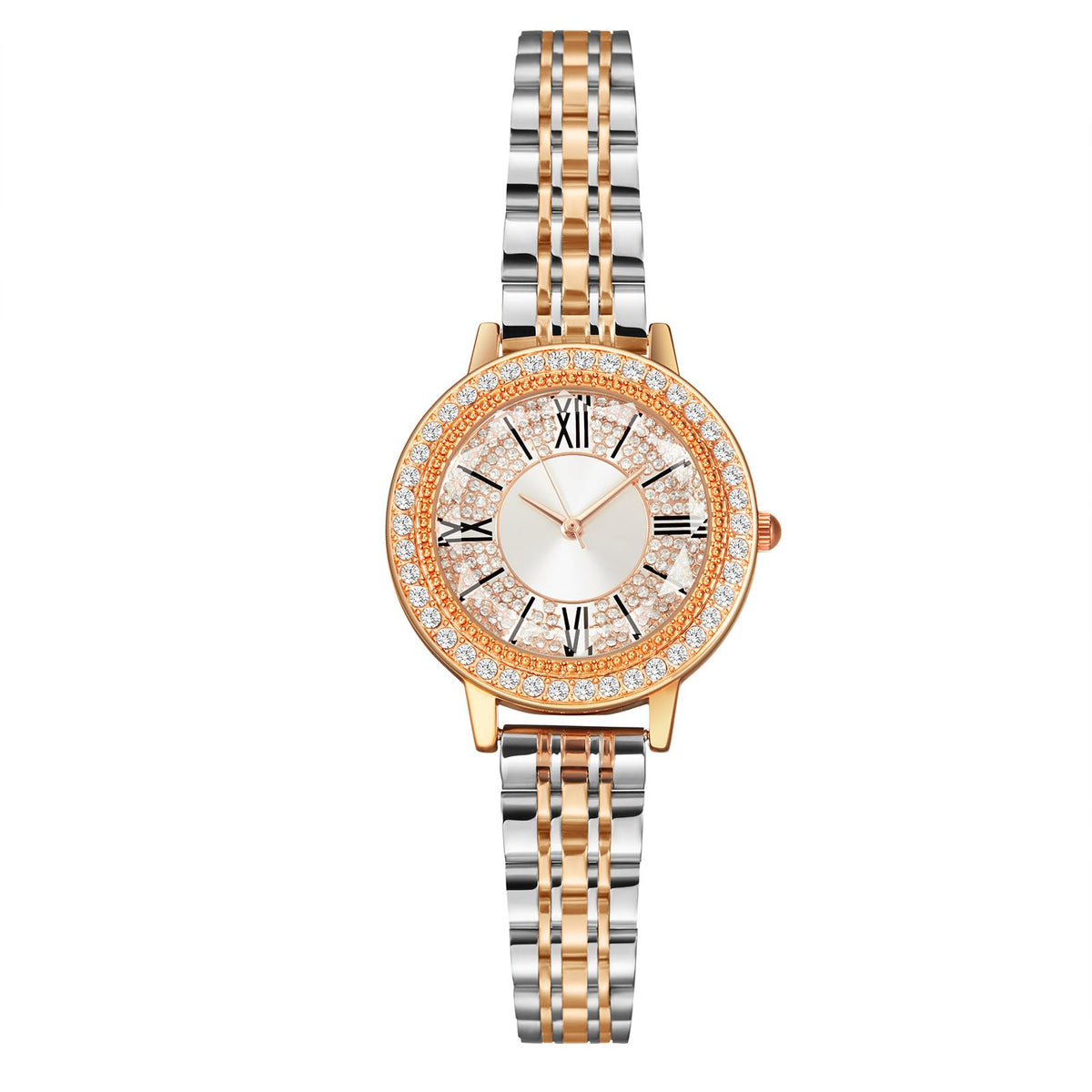 TIME100 Women's Analogue Quartz Watch with Diamond Dial, Stainless Steel Bracelet Watches for Women