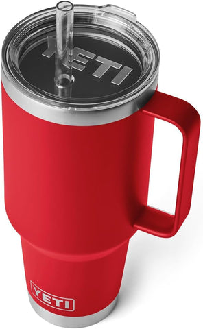 YETI Rambler Straw Mug, Stainless Steel Vacuum Insulated Mug with Stronghold Lid, Rescue Red, 42 oz (1242 ml)