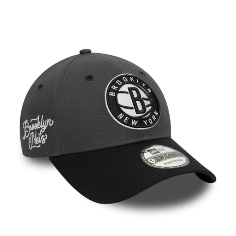 New Era Adult's 9Forty Side Patch NBA Brooklyn Nets Baseball Cap Hat Dk Grey