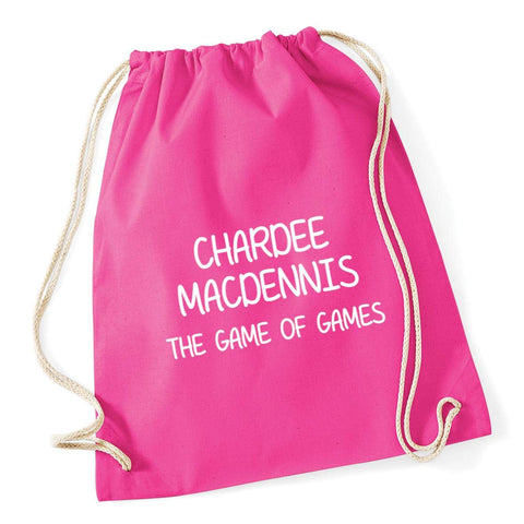 Hippowarehouse Chardee MacDennis The Game Of Games Drawstring Cotton School Gym Bag 37cm x 46cm, 12 litres