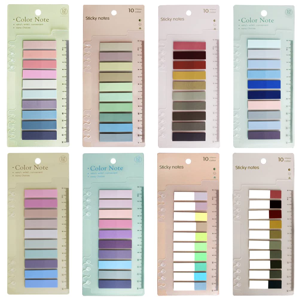 1600pcs Sticky Tabs,DanziX Morandi Sticky Index Tabs,Transparent,Annotation Tabs with Ruler