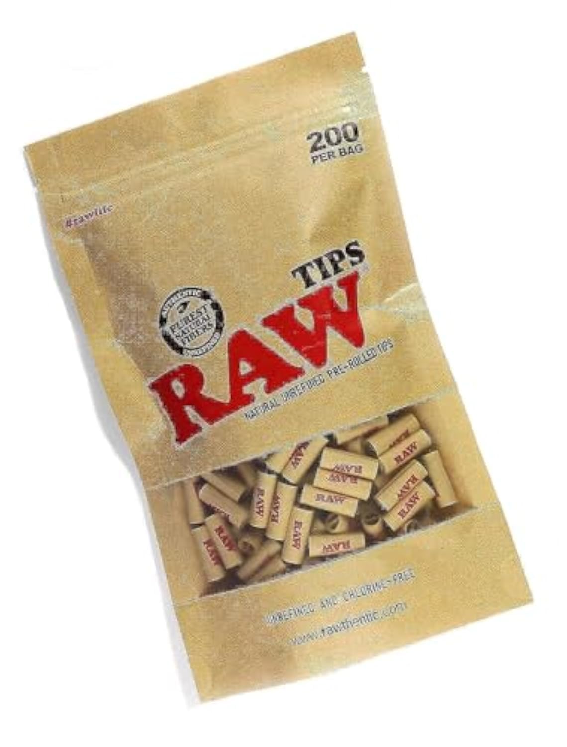 RAW NATURAL UNREFINED PRE-ROLLED TIPS - BAG OF 200