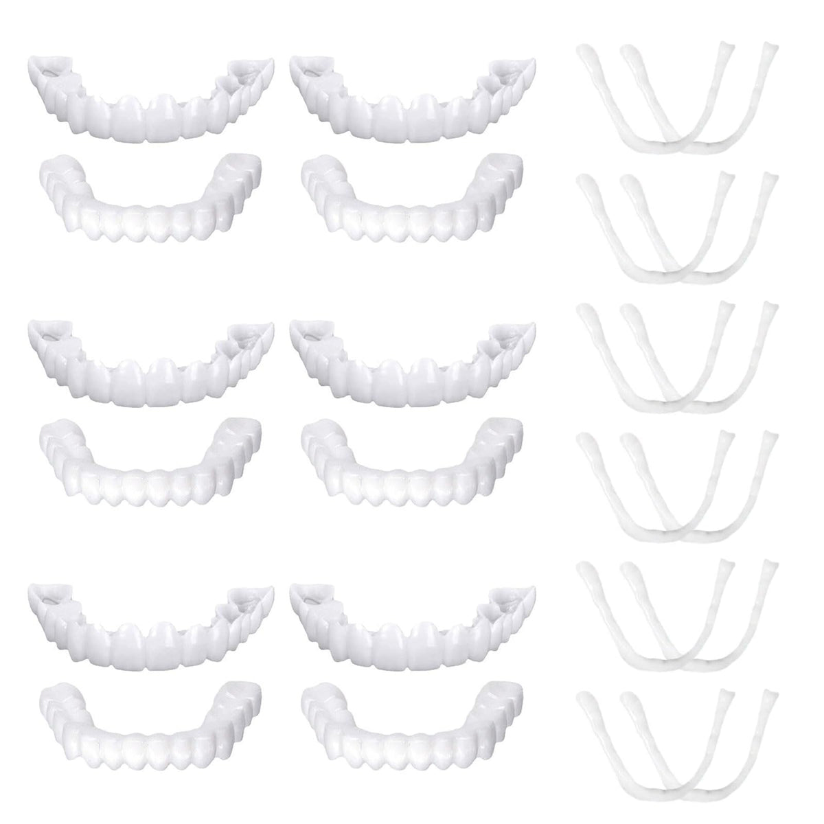 Koorium 6 Pairs Instant Silicone Clip in Veneers Teeth Fake Teeth Top and Bottom Set, Snap on Dentures Confident Enhancer Temporary Tooth Set for Teeth Whitening for Men and Women