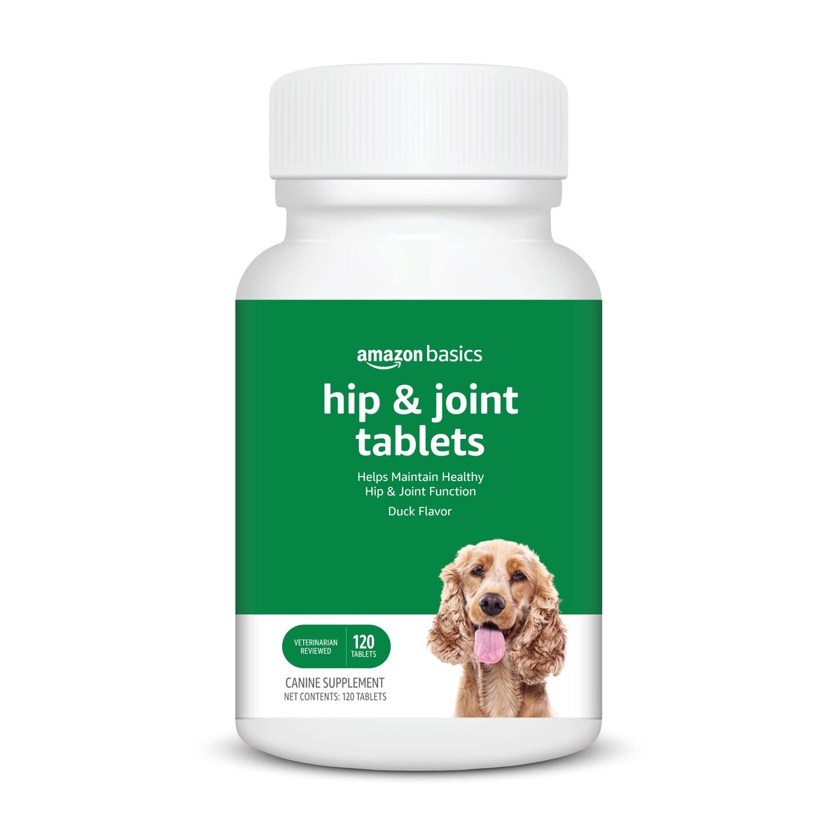 Amazon Basics Dog Hip & Joint Chewable Tablets, Duck Flavored, 120 Count (Previously Solimo)