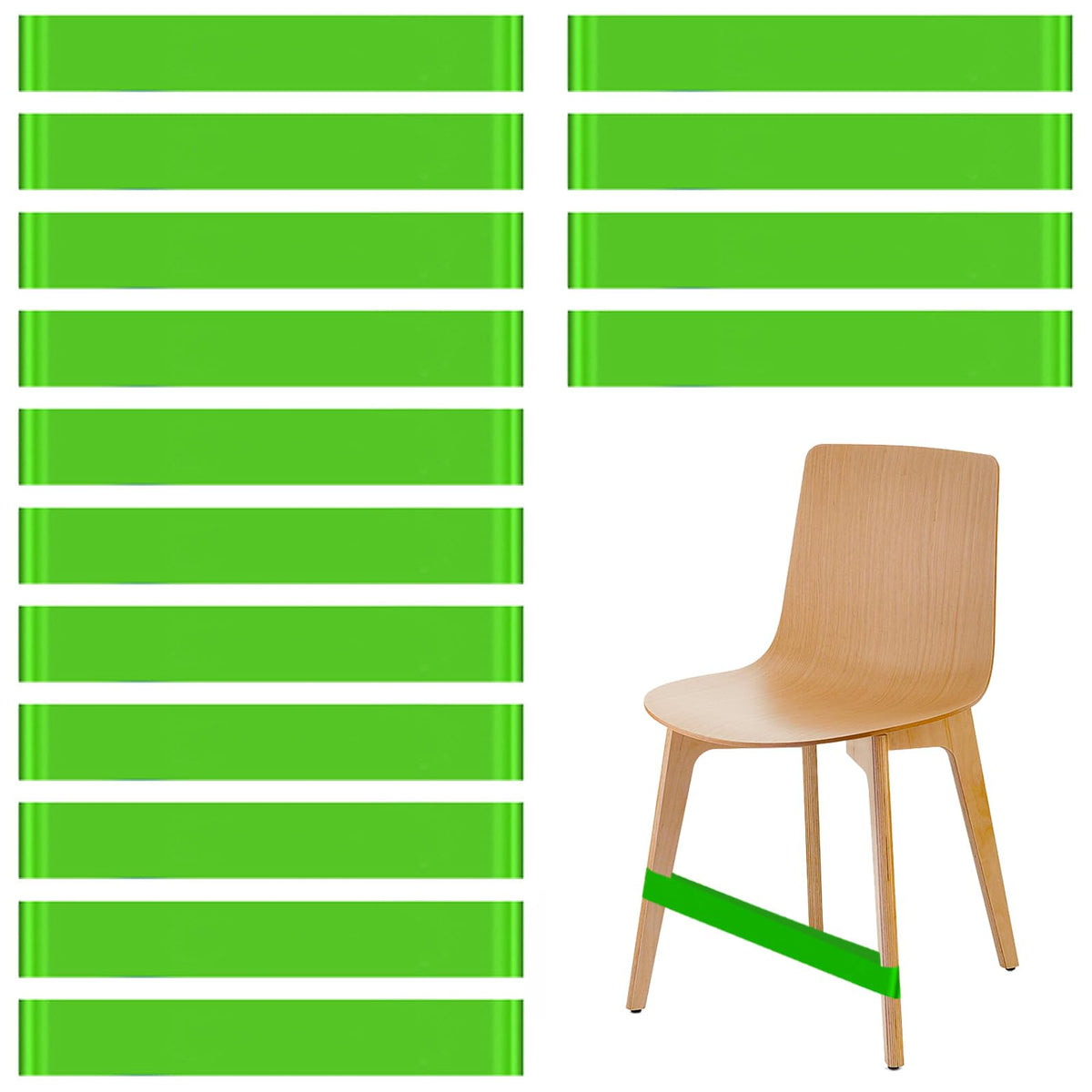 OZiO 15 Pack Chair Bands for Kids with Fidgety Feet,Bouncy Bands for Chairs,Stretch Chairs Foot Band,for School Classroom Chairs and Desk, Ideal for ADHD, Autism, Hyperactivity (Green)