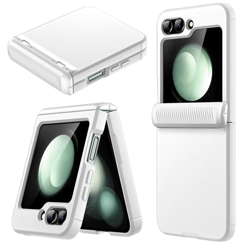 JETech Case for Samsung Galaxy Z Flip 5 2023 with Hinge Protection, Heavy Duty Rugged Protective Hard PC Phone Cover, Anti-Fingerprint Matte Finish (White)