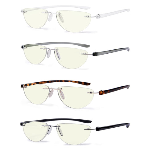 Eyekepper 4-pack Rimless Reading Glasses Blue Light Blocking Women Men Half Moon Readers +0.75