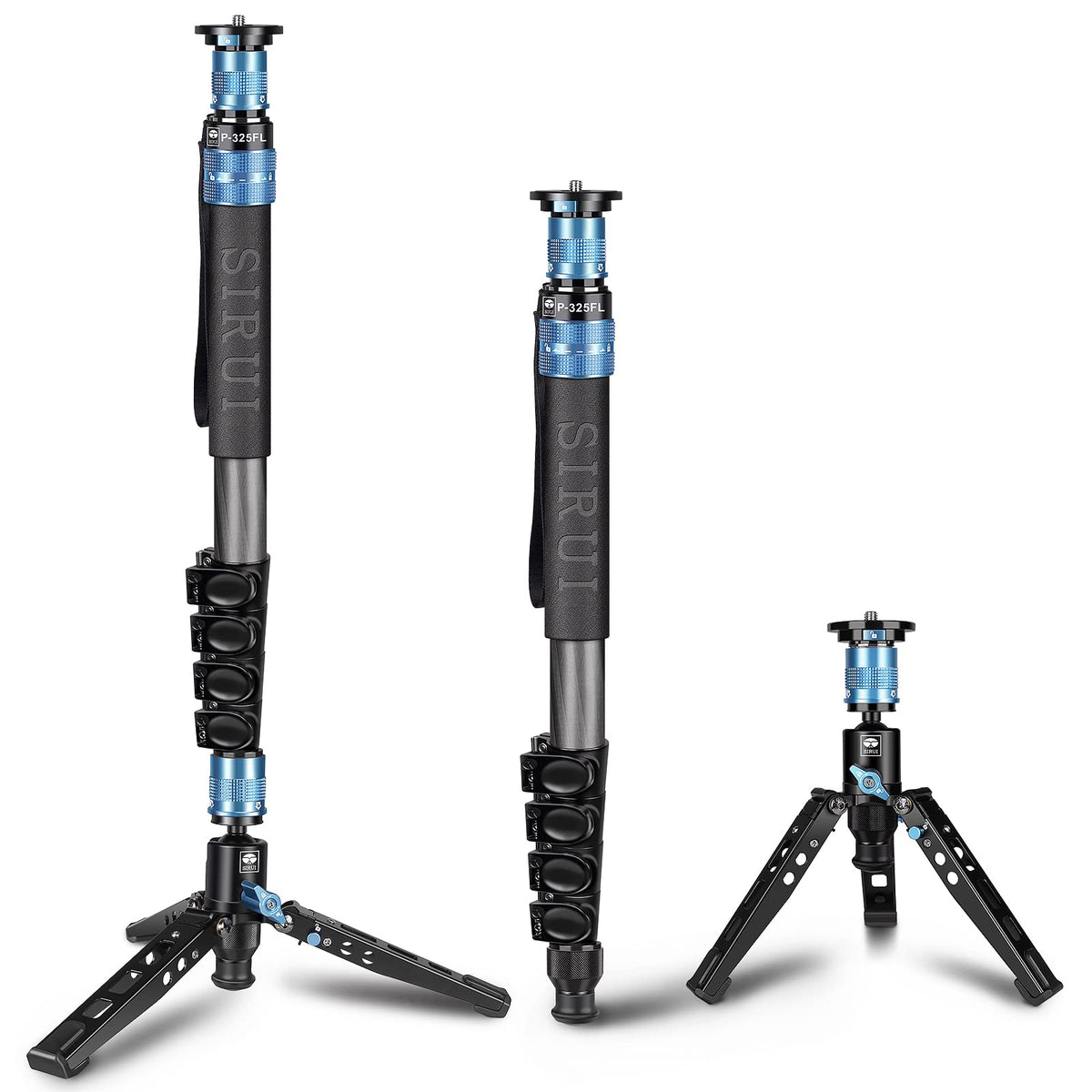 SIRUI P-325FL Carbon Fiber Monopod with Feet, 67” Professional Camera Monopod, Portable Lightweight Travel Monopod for DSLR Camera, Max Load 22lbs, Compatible with Sony Canon Nikon DSLR Camera
