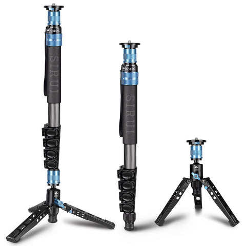 SIRUI P-325FL Carbon Fiber Monopod with Feet, 67” Professional Camera Monopod, Portable Lightweight Travel Monopod for DSLR Camera, Max Load 22lbs, Compatible with Sony Canon Nikon DSLR Camera