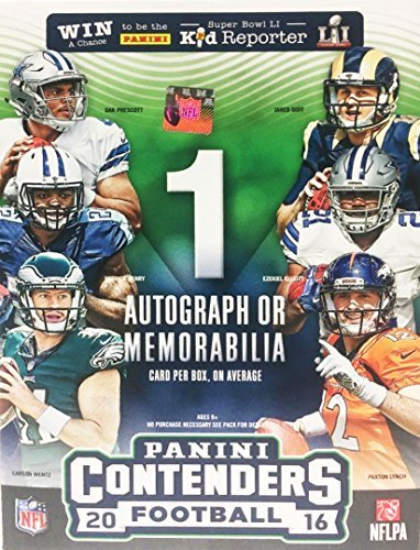 2016 Panini Contenders NFL Football Factory Sealed Retail Box with Autograph or Memorabilia Card Look for Rookies & Autographs of Ezekiel Elliott, Dak Prescott, Carson Wentz and more