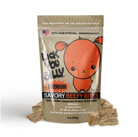Lick You Silly: Grain-Free, All-Natural Freeze-Dried Beef Liver Dog Treats - Made in The USA with Vital Essential Ingredients for Dogs, Including Puppy Training - 8 Ounce Treat Pouch