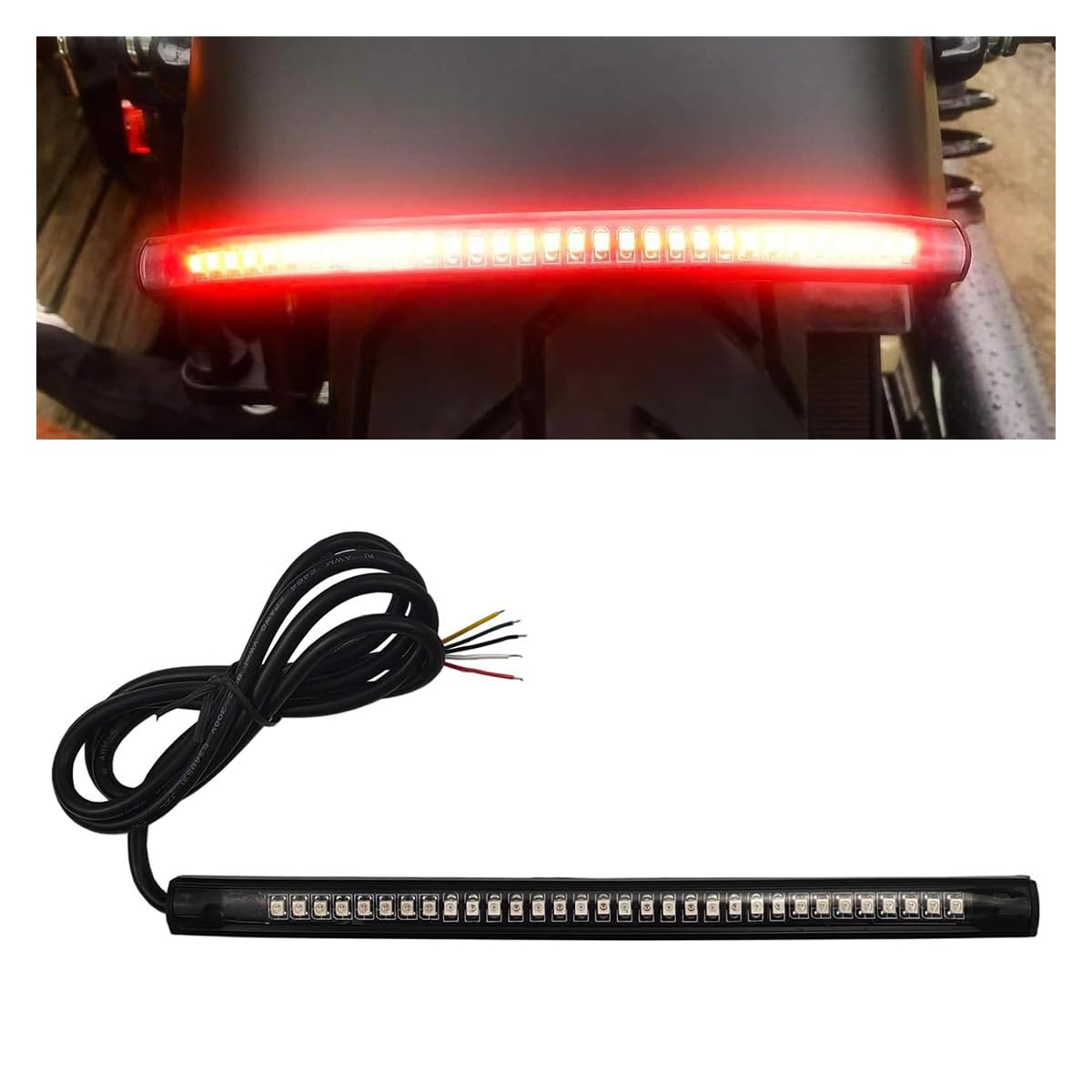 smilfuy Universal 8" Flexible LED Light Strip Bar with Tail Brake Stop Turn Signals Lights, Waterproof LED License Plate Tail Light Bar for Motorcycle Scooter Quad Cruiser Off Road