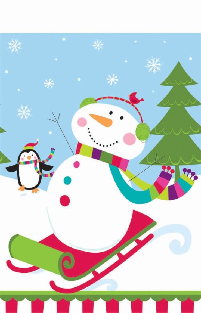 Amscan 1.37 x 2.59 m Plastic Joyful Snowman Table Cover