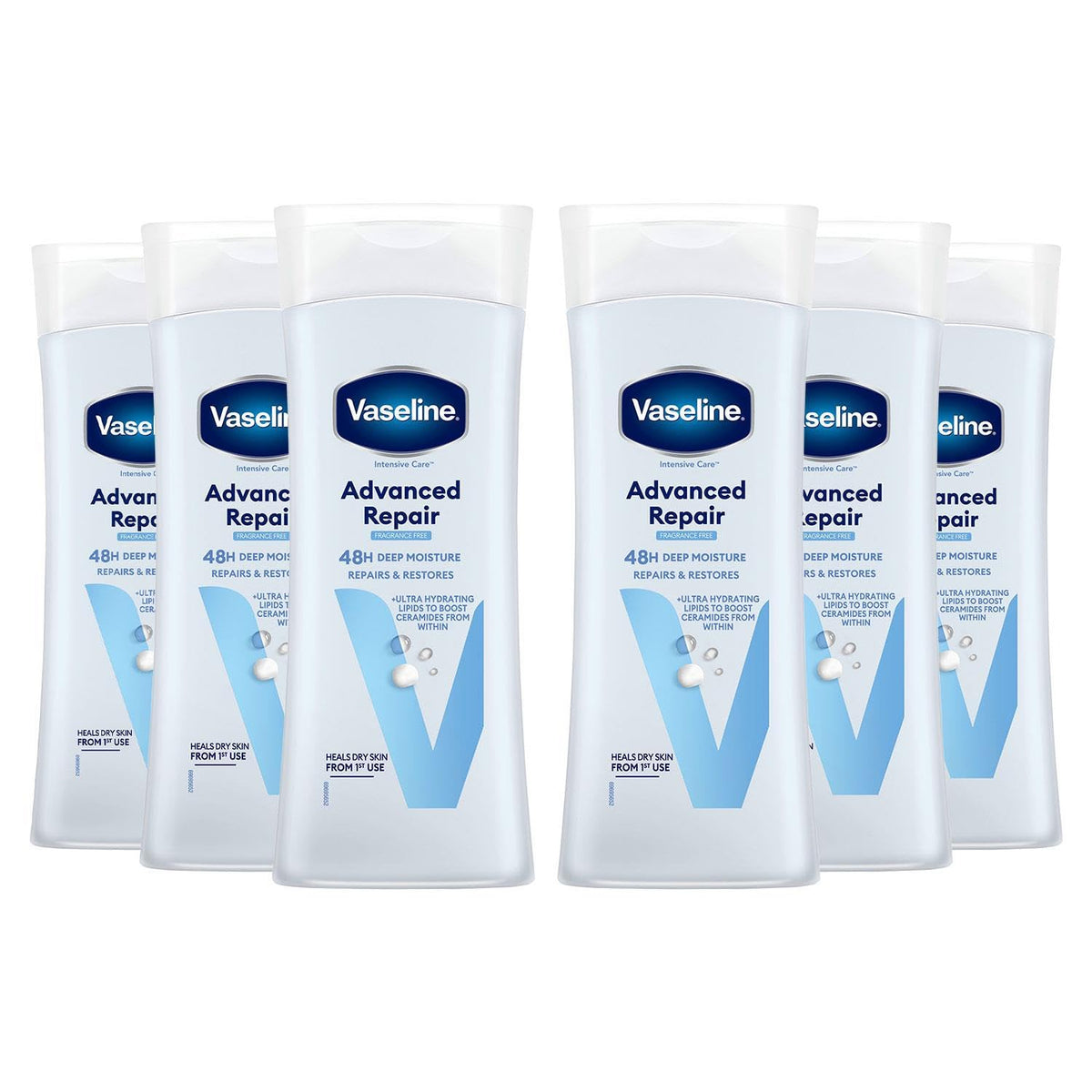 Vaseline Intensive Care Fragrance Free Advance Repair Lotion, 400 ml, Pack of 6
