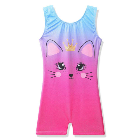 BAOHULU Gymnastics Leotards for Girls Kids Sparkle Tank Biketards with Shorts Dance Outfit B234_PinkCat_120