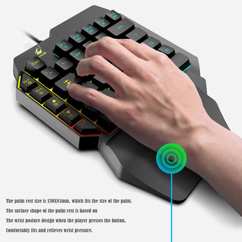 UKCOCO One-Handed RGB Gaming Keyboard and Mouse, USB Wired Single Hand Mechanical Keypad for Game