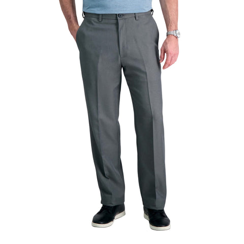 Haggar Men's Cool 18 Hidden Comfort Waist Plain Front Pant,Graphite,34x29