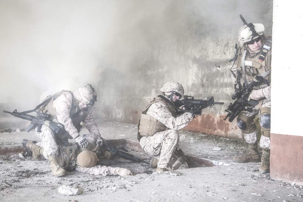 Posterazzi PSTZAB100323M Squad of U.S. Marines in Action in Ruined Building Photo Print, 11 x 17, Multi