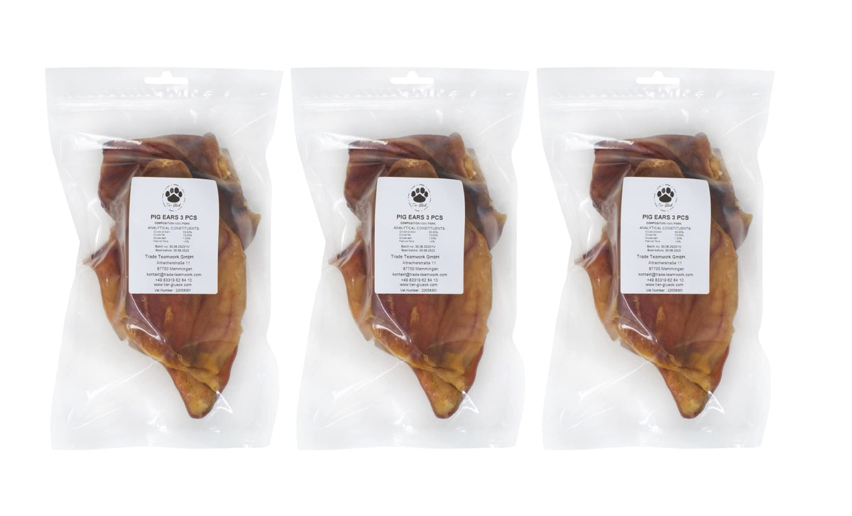 Pig ears (9 pieces), 100% pure natural product, long-lasting chewing fun