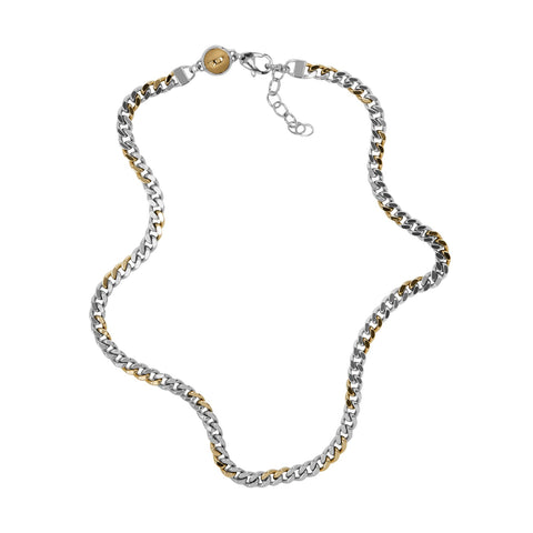Diesel All-Gender Stainless Steel Chain Necklace, Color: Silver/Gold (Model: DX1355931)
