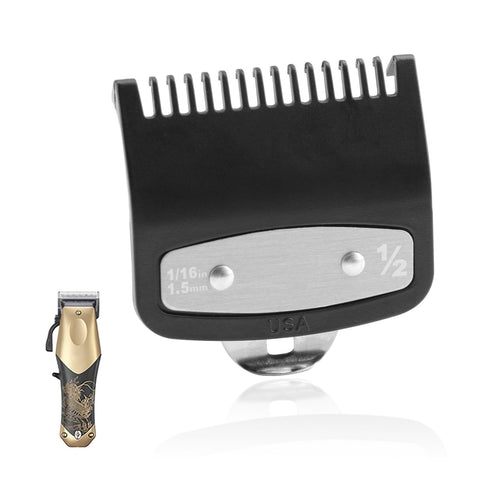 Yenblow Upgraded 1/2 Premium Clipper Guard, Metal Replacement Cutting Guides Accessories, Compatible with Wahl #3354-100 1/16"/1.5mm Fits Most Size Clippers Guide Combs, 1Pack Black