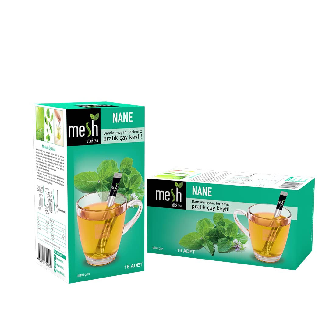 Mesh Peppermint Stick Tea | 16 Sticks | Premium Instant Tea | No Artificial Colors or Flavors, No Messy Tea Bags, No Drips and No Spoon Needed